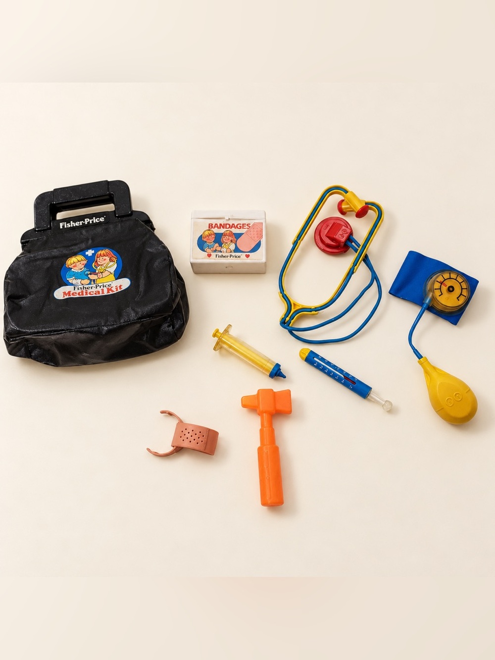 Vintage 1987 Fisher-Price Medical Kit Doctor Nurse Pretend Play Toy Set